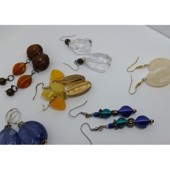 Bundle 7 pairs gemstone glass look acrylic earrings casual to dressy dangle drop - Picture 3 of 3